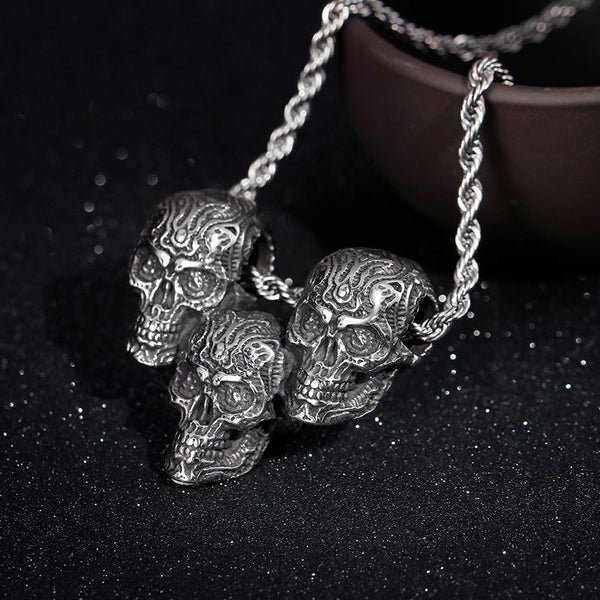 Stainless Steel Three Skull Pendant