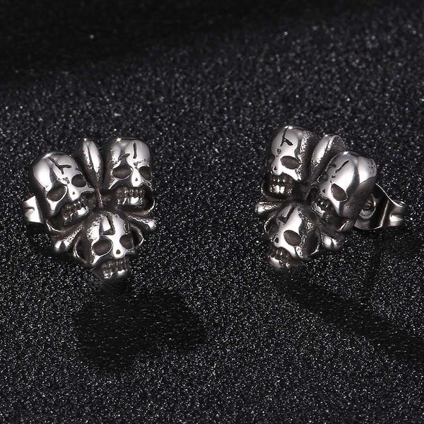 Triple Skull Earrings (Steel)