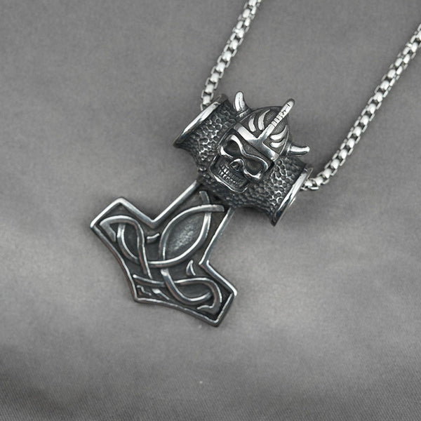 Viking's Skull Thor's Hammer With Celtic Knotwork - 350173