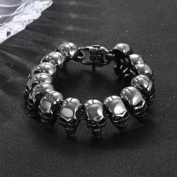 Big and Heavy Skulls Bracelet - Stainless Steel - 200275