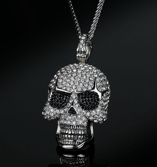 Large Skull Pendant Set With CZs - 400242