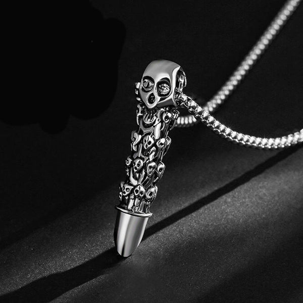 Stainless Steel Skull Bullet Pendant