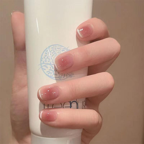 [2024  SALE] Jelly Peach Pink Blush French Style Short Press-On Nails