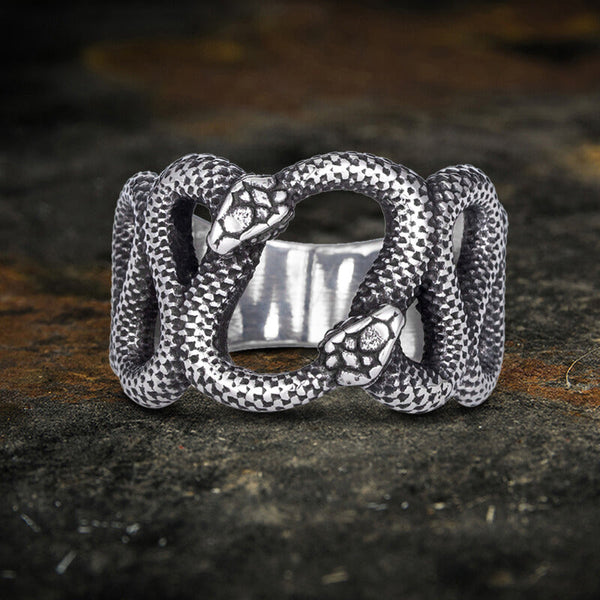 Fighting Snake Stainless Steel Ring