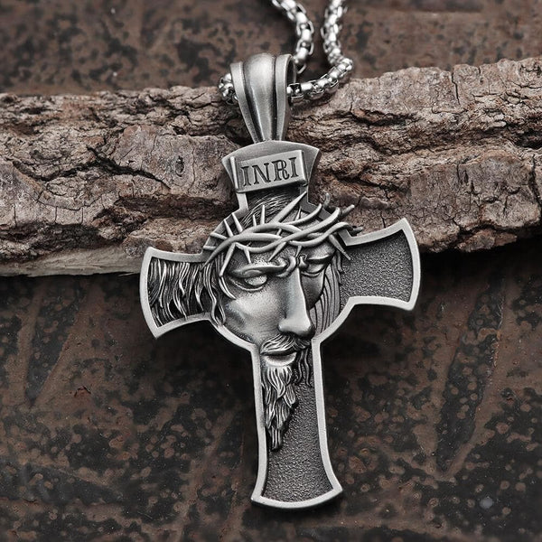 INRI Christian Cross Pure Tin Necklace